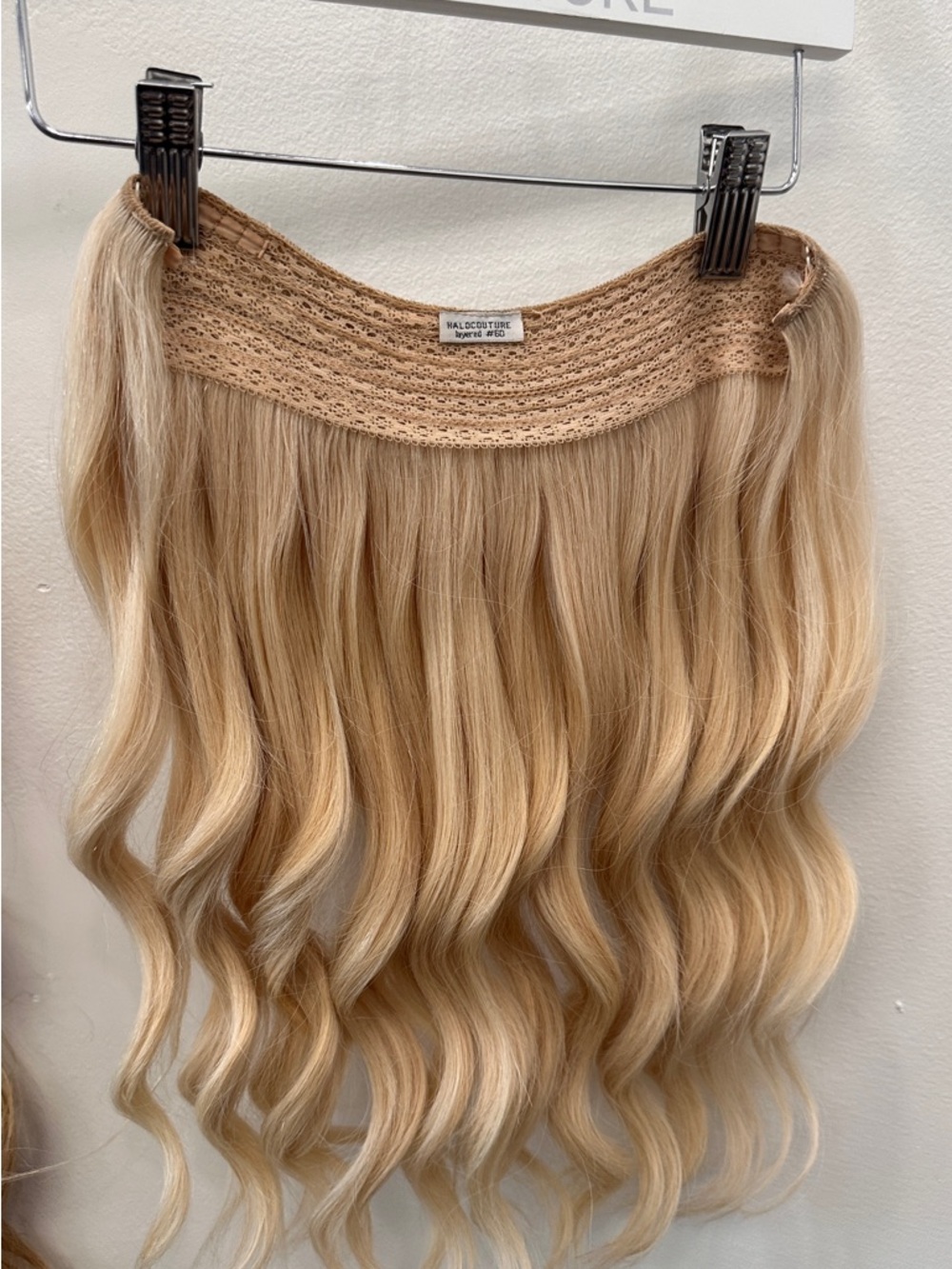 Halocouture Hairpiece long dark blonde and light blonde highlighted hairpiece - Picture 5 of 7